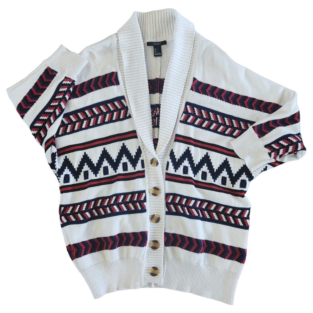 FOREVER 21 womans Aztec cardigan sweater size large Y2K 90's